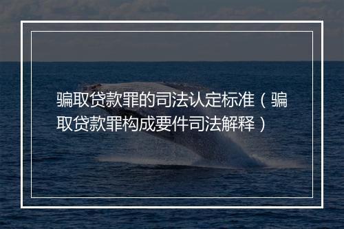 骗取贷款罪的司法认定标准（骗取贷款罪构成要件司法解释）