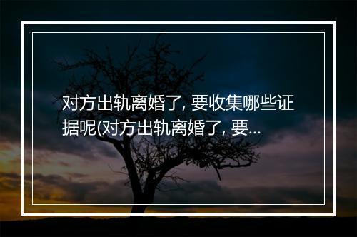 对方出轨离婚了, 要收集哪些证据呢(对方出轨离婚了, 要收集哪些证据)