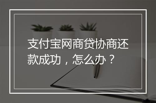 支付宝网商贷协商还款成功，怎么办？