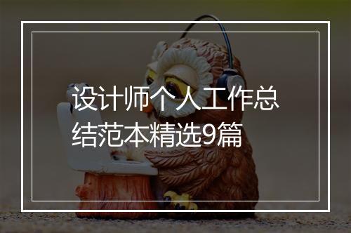 设计师个人工作总结范本精选9篇
