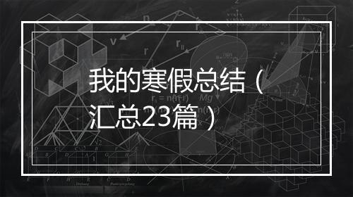 我的寒假总结（汇总23篇）