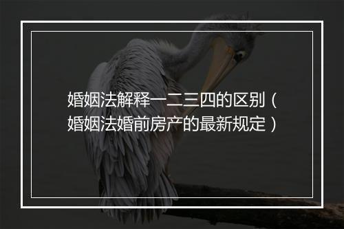 婚姻法解释一二三四的区别（婚姻法婚前房产的最新规定）