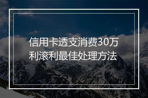 信用卡透支消费30万利滚利最佳处理方法