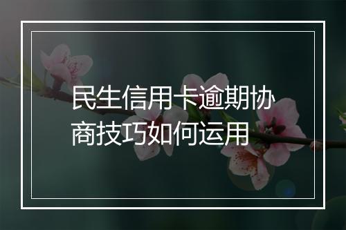 民生信用卡逾期协商技巧如何运用