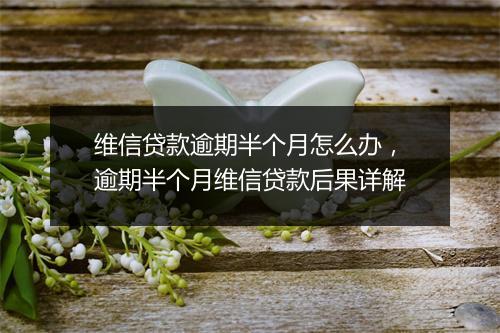 维信贷款逾期半个月怎么办，逾期半个月维信贷款后果详解