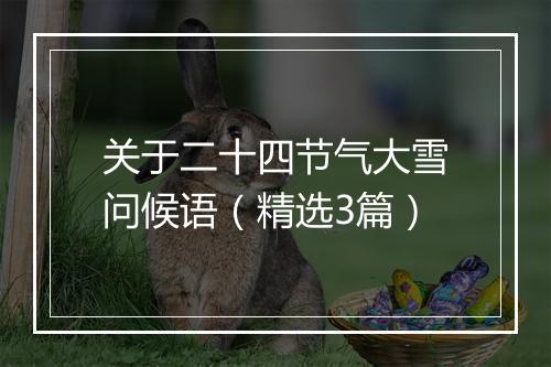 关于二十四节气大雪问候语（精选3篇）