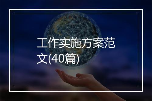 工作实施方案范文(40篇)