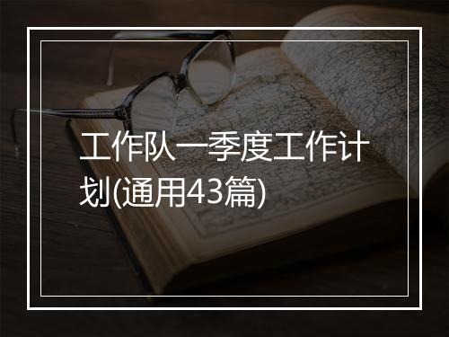 工作队一季度工作计划(通用43篇)