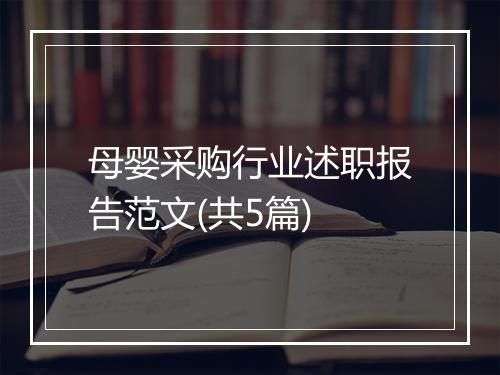 母婴采购行业述职报告范文(共5篇)