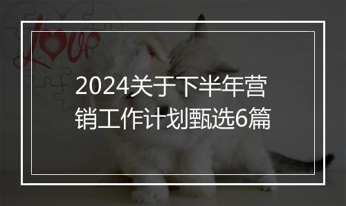 2024关于下半年营销工作计划甄选6篇