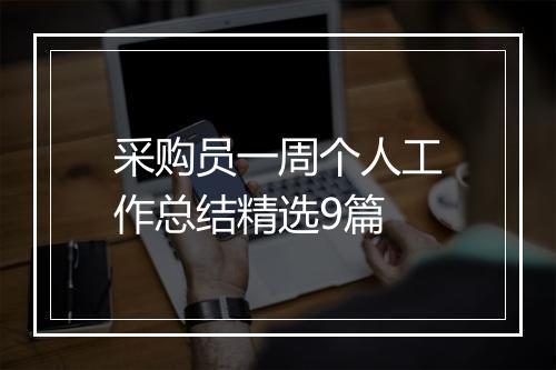 采购员一周个人工作总结精选9篇