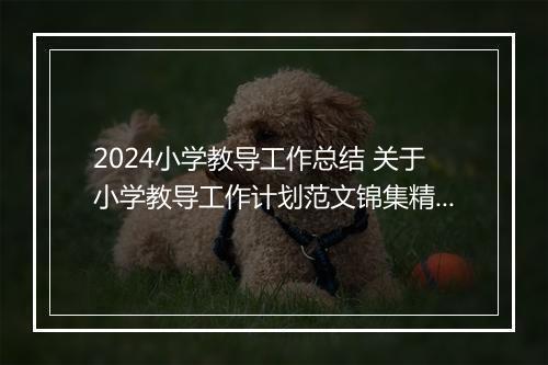 2024小学教导工作总结 关于小学教导工作计划范文锦集精心挑选7篇