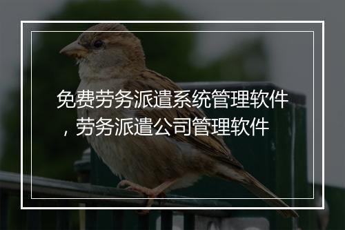 免费劳务派遣系统管理软件，劳务派遣公司管理软件