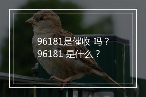 96181是催收 吗？96181 是什么？