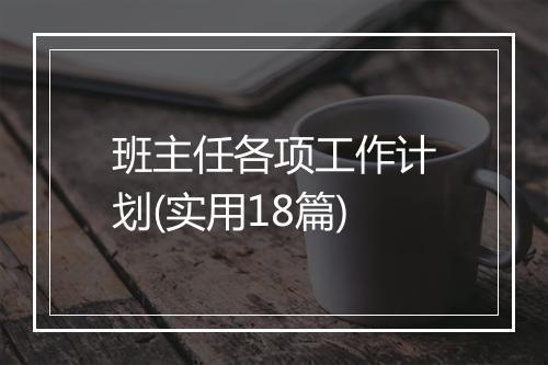 班主任各项工作计划(实用18篇)