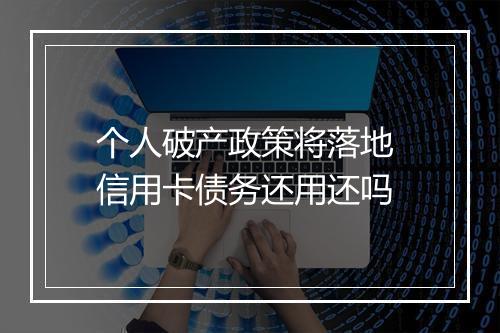 个人破产政策将落地 信用卡债务还用还吗