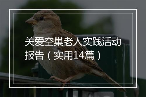 关爱空巢老人实践活动报告（实用14篇）
