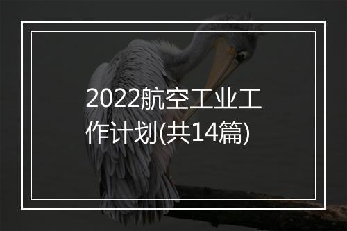 2022航空工业工作计划(共14篇)