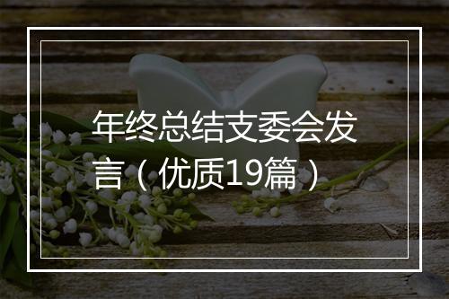 年终总结支委会发言（优质19篇）
