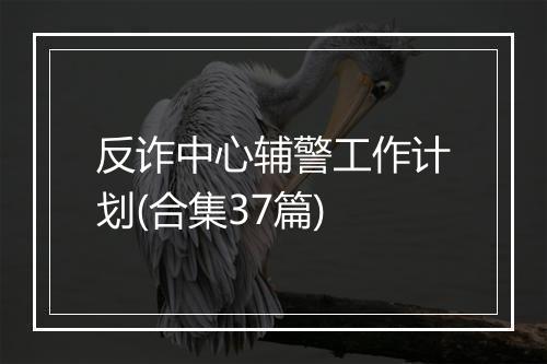 反诈中心辅警工作计划(合集37篇)