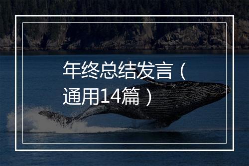 年终总结发言（通用14篇）