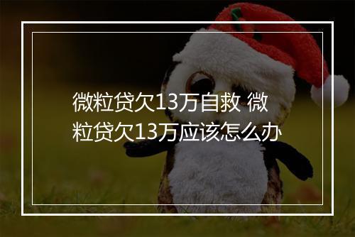微粒贷欠13万自救 微粒贷欠13万应该怎么办