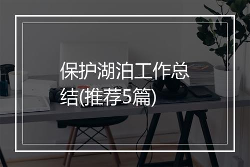 保护湖泊工作总结(推荐5篇)