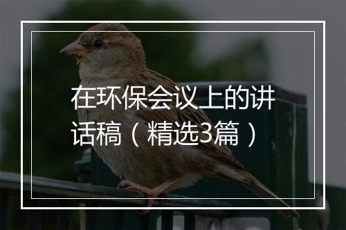 在环保会议上的讲话稿（精选3篇）