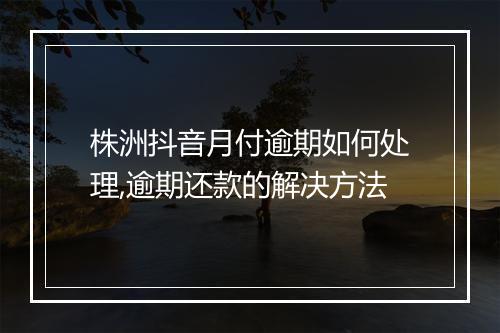 株洲抖音月付逾期如何处理,逾期还款的解决方法