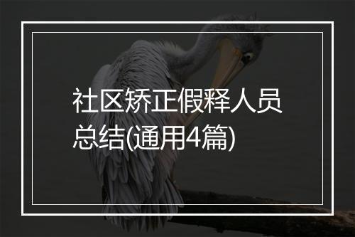 社区矫正假释人员总结(通用4篇)