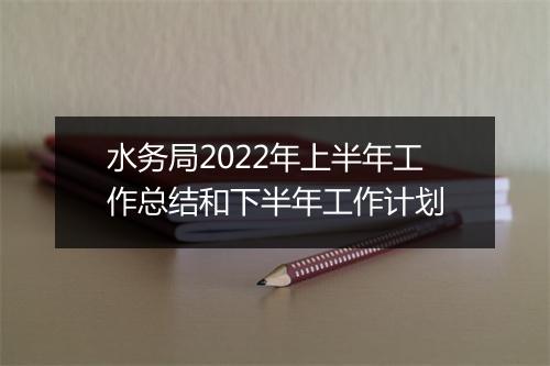 水务局2022年上半年工作总结和下半年工作计划