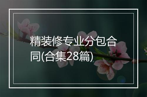 精装修专业分包合同(合集28篇)