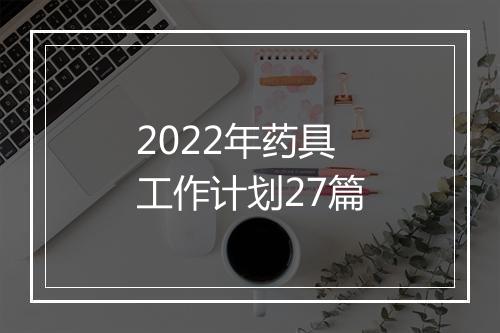 2022年药具工作计划27篇