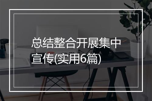 总结整合开展集中宣传(实用6篇)