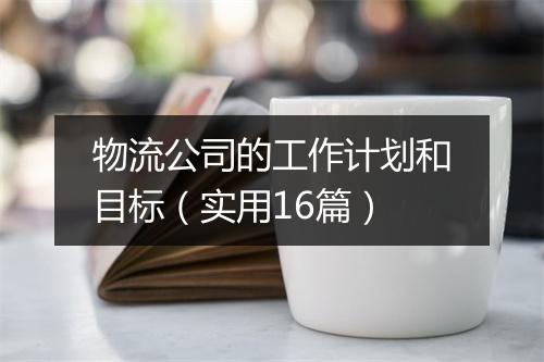 物流公司的工作计划和目标（实用16篇）