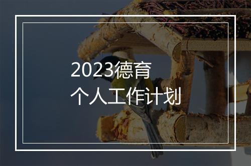2023德育个人工作计划