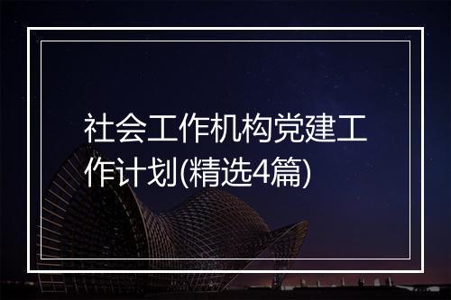 社会工作机构党建工作计划(精选4篇)