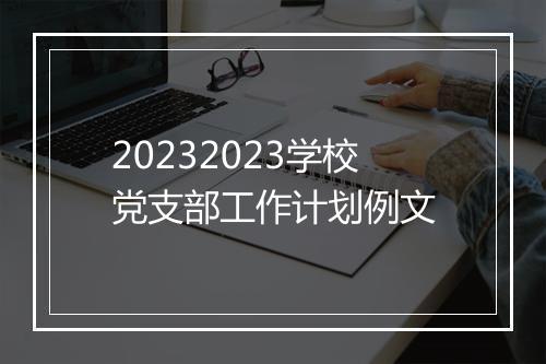 20232023学校党支部工作计划例文