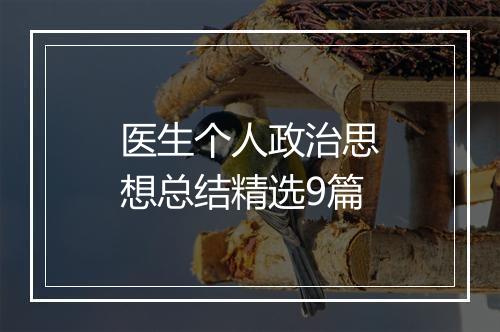 医生个人政治思想总结精选9篇
