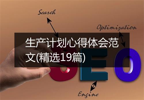生产计划心得体会范文(精选19篇)