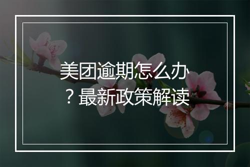 美团逾期怎么办？最新政策解读