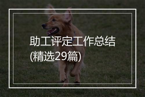 助工评定工作总结(精选29篇)