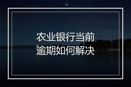 农业银行当前逾期如何解决