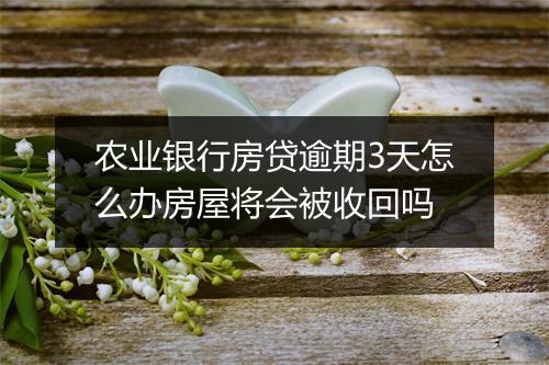 农业银行房贷逾期3天怎么办房屋将会被收回吗
