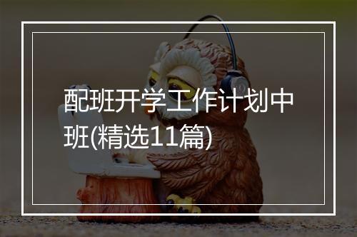 配班开学工作计划中班(精选11篇)