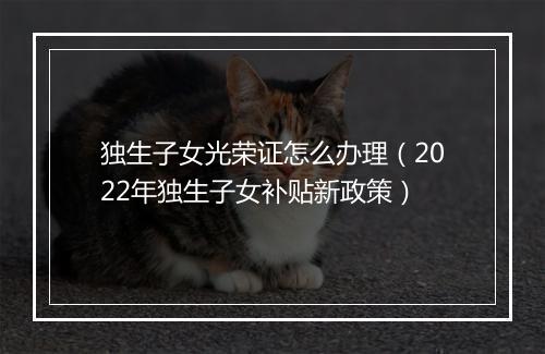 独生子女光荣证怎么办理（2022年独生子女补贴新政策）