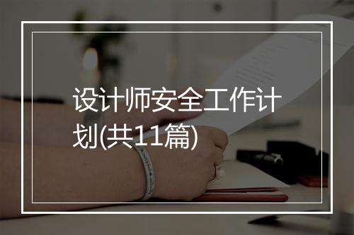 设计师安全工作计划(共11篇)