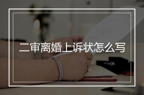 二审离婚上诉状怎么写