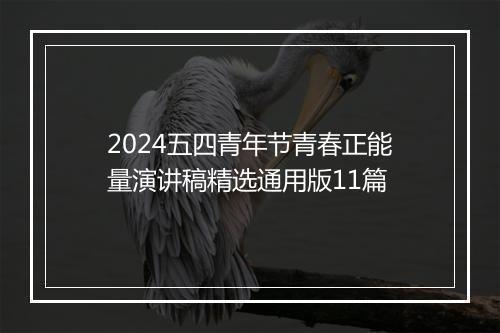2024五四青年节青春正能量演讲稿精选通用版11篇