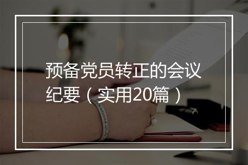 预备党员转正的会议纪要（实用20篇）